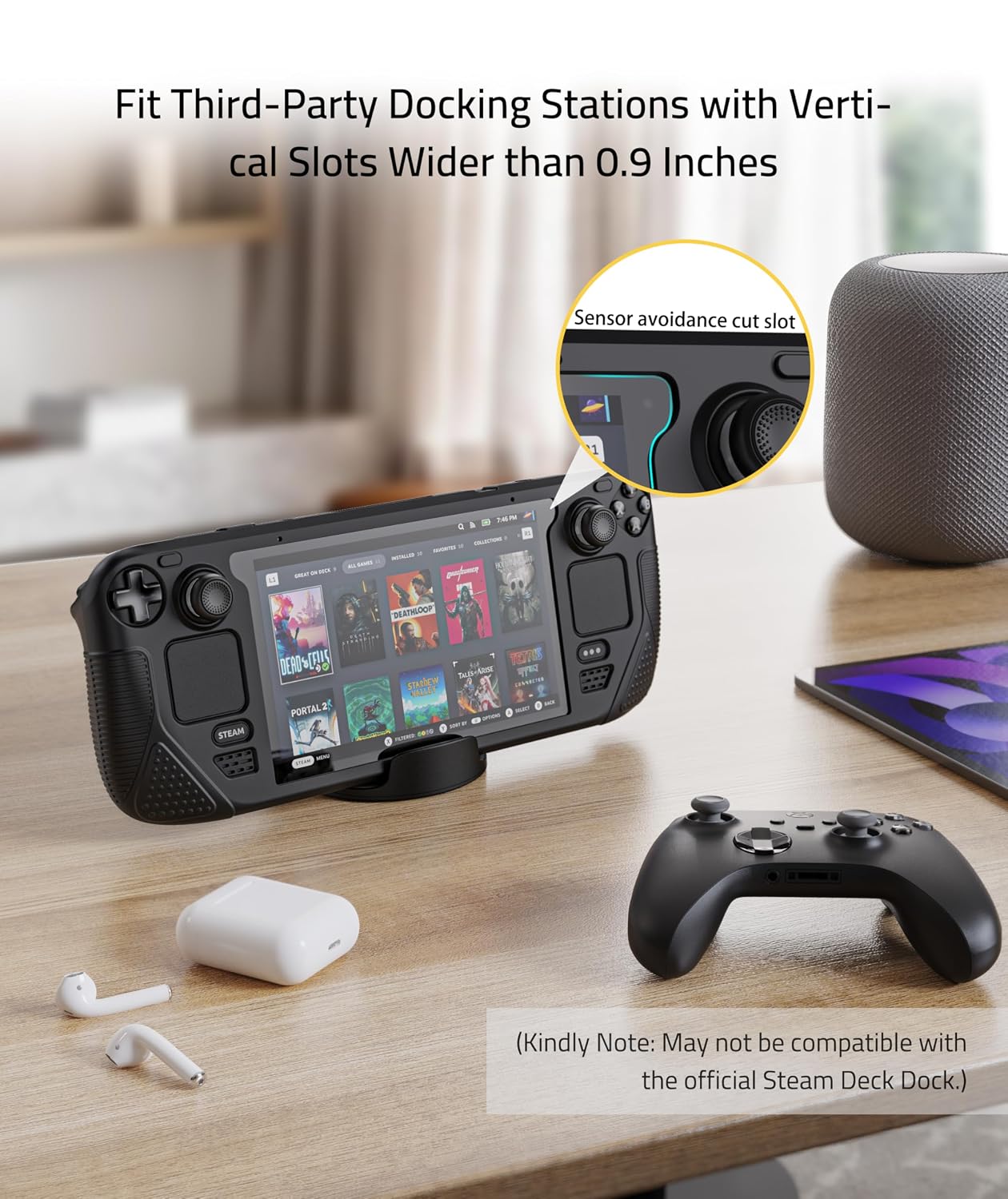 Detalle de Syntech Protective Case for Steam Deck OLED/LCD Accessories Console (Silicone, Non-Slip Thumb Grips) - Black