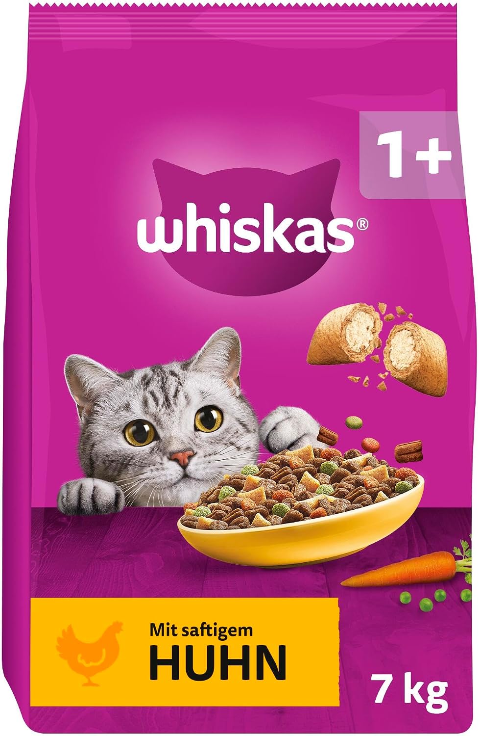 Detalle de WHISKAS Trockenfutter Adult 7 kg mit Huhn – ausgewachsene Katzen