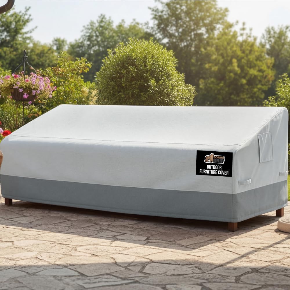 Detalle de GORILLA GRIP 840316717892 Outdoor Sofa Cover, Waterproof 600D, 90-Inch Silver