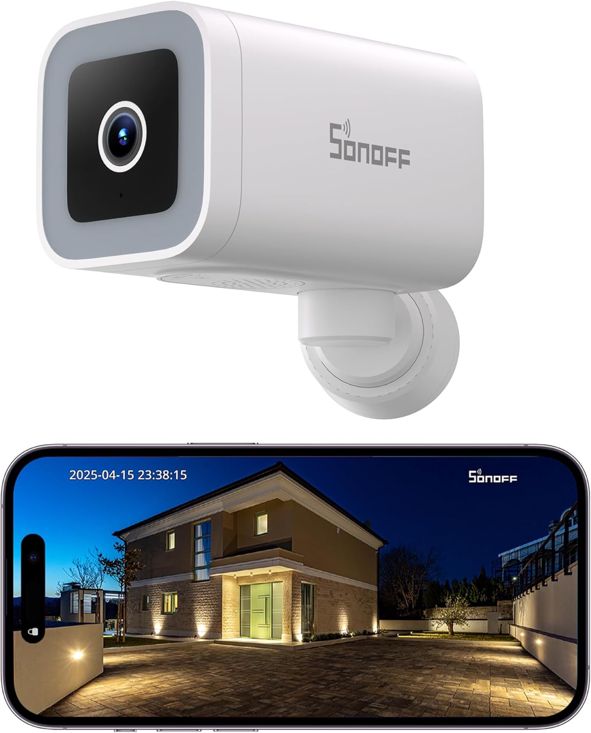 Detalle 2 de SONOFF CAM-B1P Outdoor Security Camera: 2K HD, 180° View and AI Detection