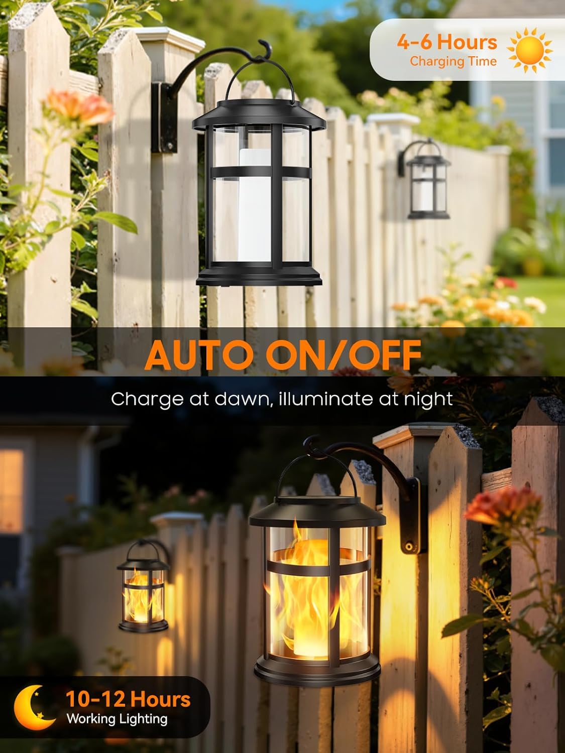 Thumbnail 2 de GEARLITE Solar Lights Outdoor Garden 2-Pack, IP65 Waterproof Flickering Flame Lanterns