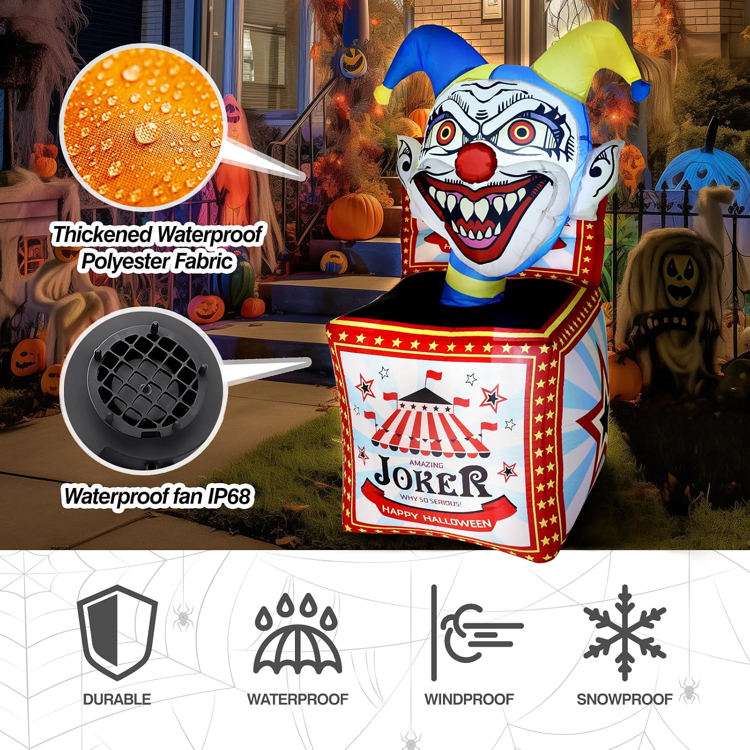 Detalle 2 de WBHome Inflatable Clown Decoration, 5 Ft
