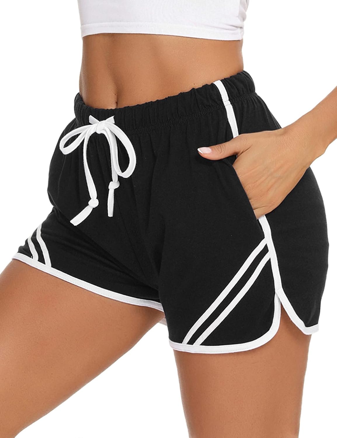 Detalle de Litherday Short de Course à Pied décontracté en coton pour femme — pantalon de sport polyvalent
