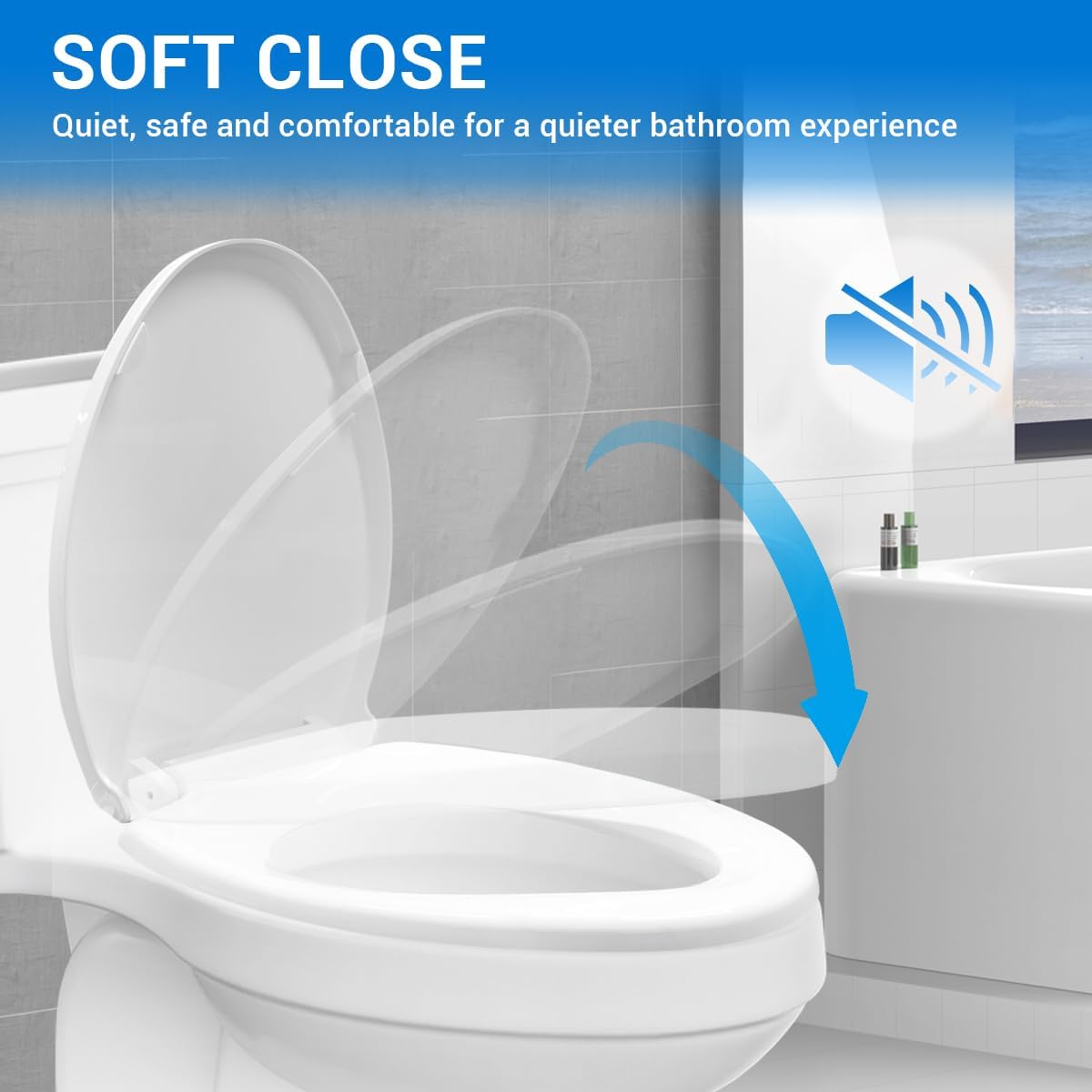 Detalle de DryLabs DryLabs-4000 Round Toilet Seat, 16.5-Inch White PP, Soft-Close