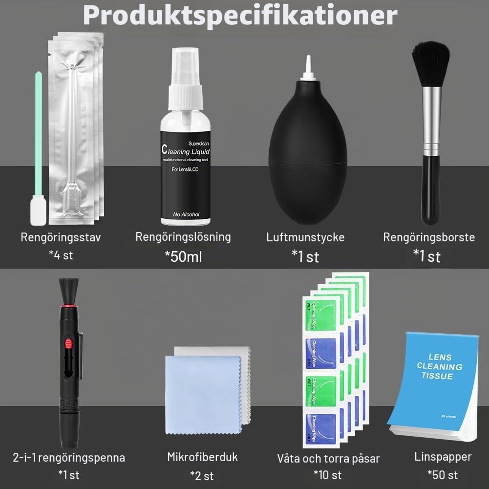 Thumbnail 1 de AYESY rengöringskit för kamera, 70 delar med sensorpinnar och 50 ml vätska