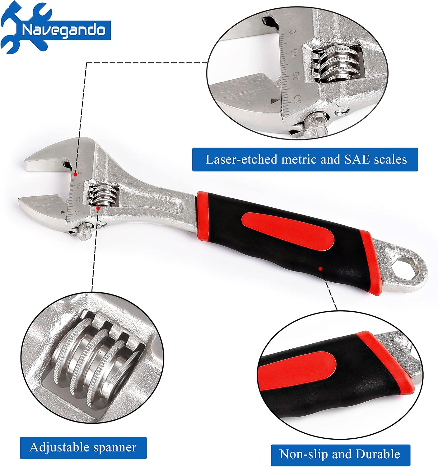 Thumbnail 4 de Navegando adjustable wrench sets 4-Piece Adjustable Wrench Set with Rubber Grips