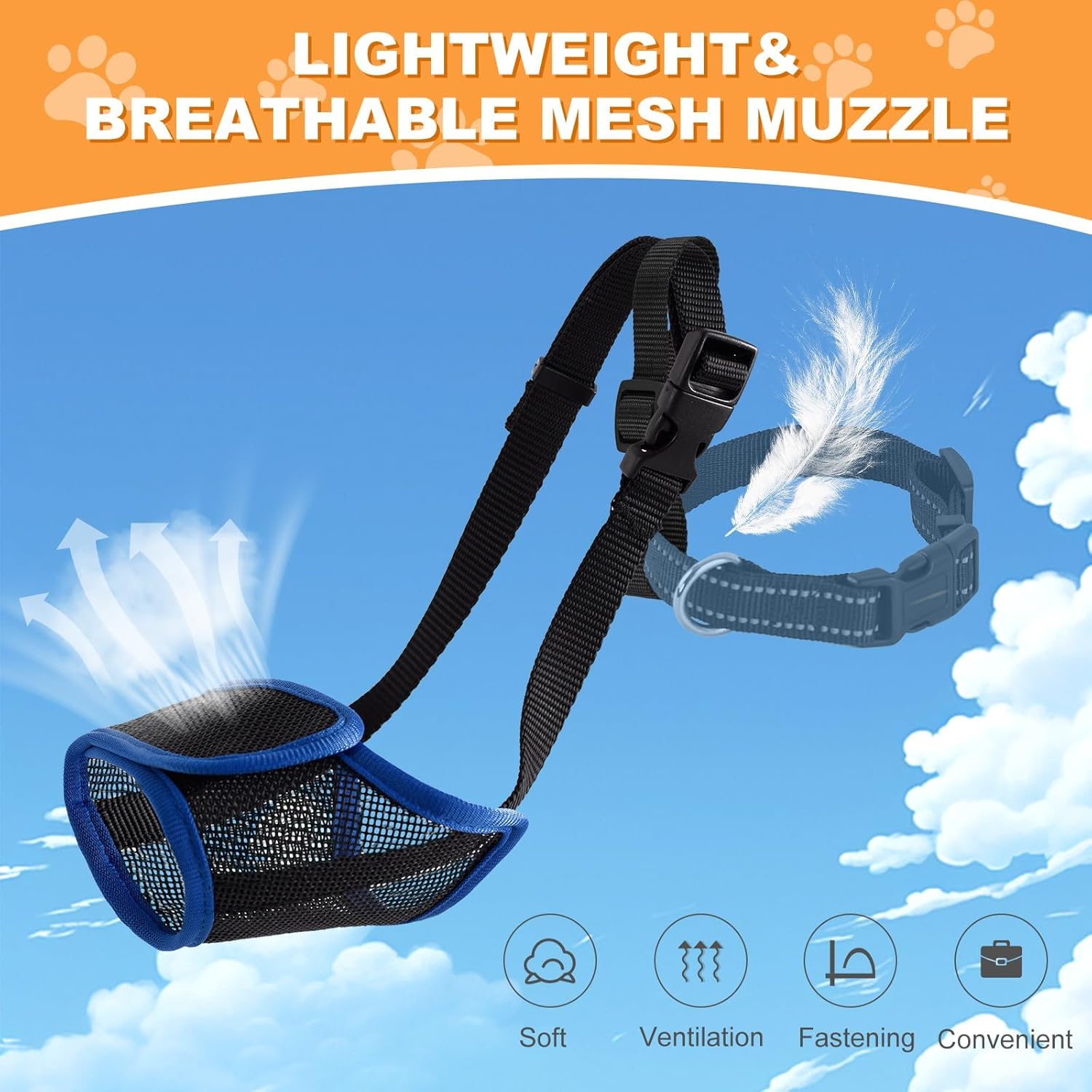 Thumbnail 6 de Dog Muzzle by yingphia – Soft Nylon Breathable, Adjustable Anti-Bite Mesh Muzzle for Dogs (Blue, XS)