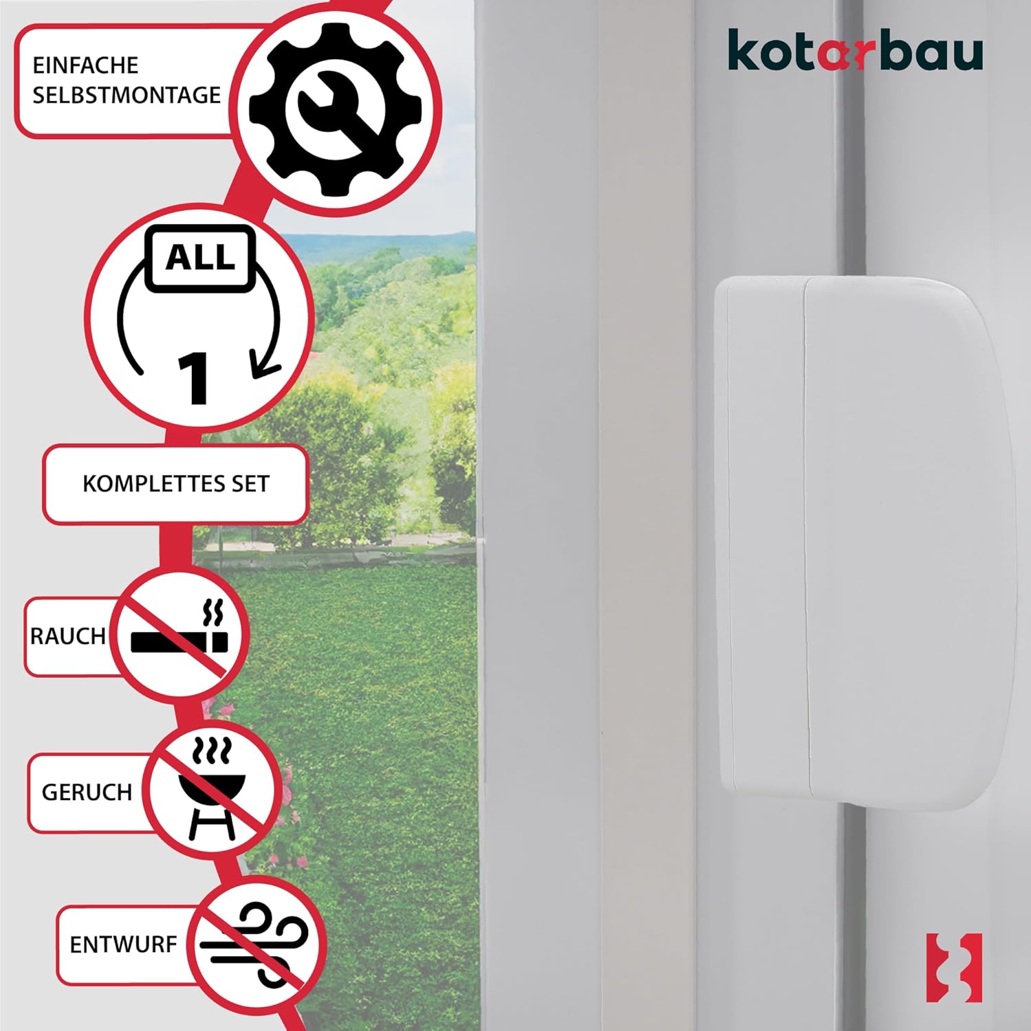 Thumbnail 4 de KOTARBAU loqueteau de porte de balcon pratique avec poignée universelle (blanc) – 6 coloris et sécurité fumeur