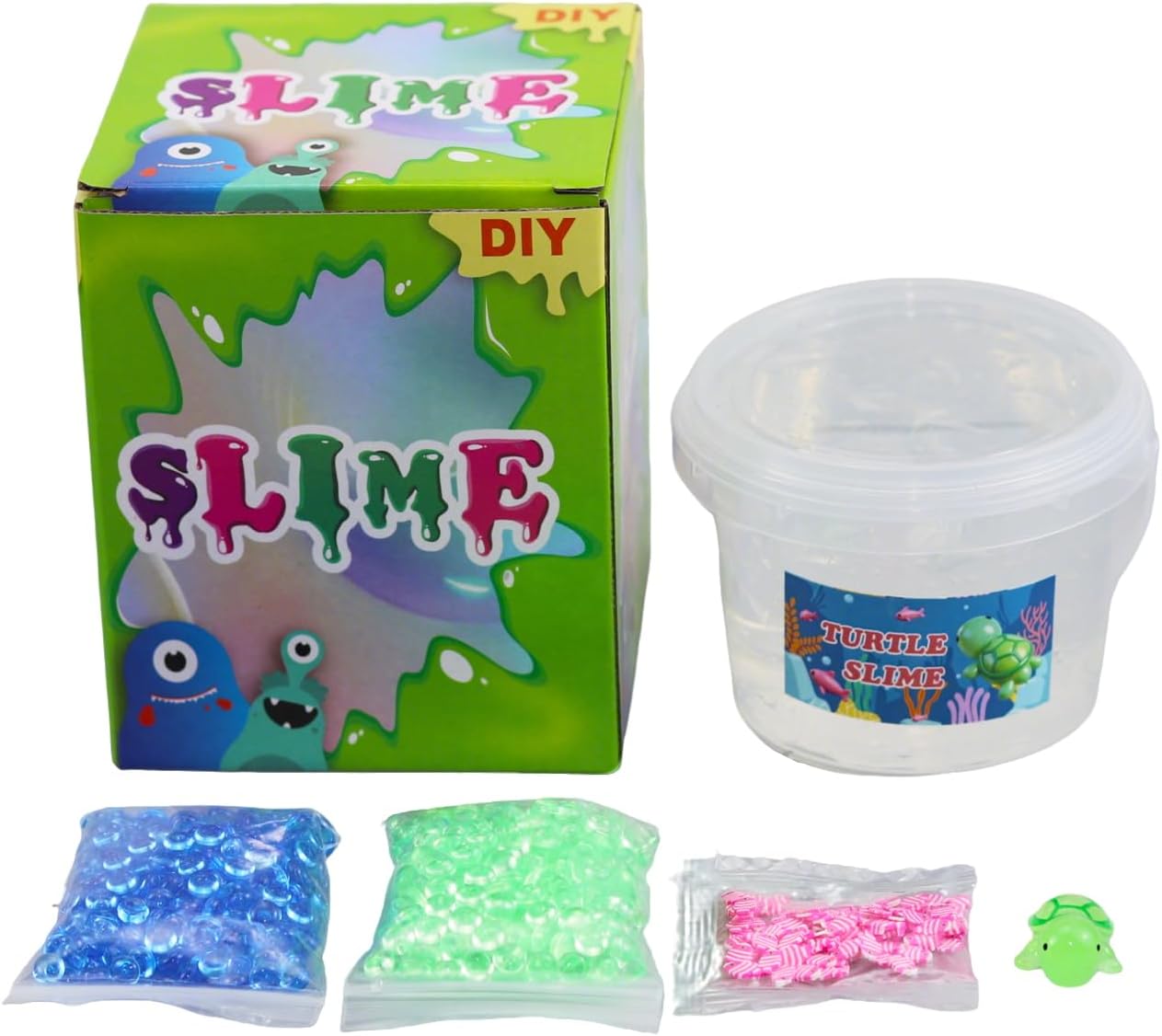 Detalle 2 de QOFRJTU SLM-PC Crunchy Fishbowl Slime Kit with Clear Slime and Beads