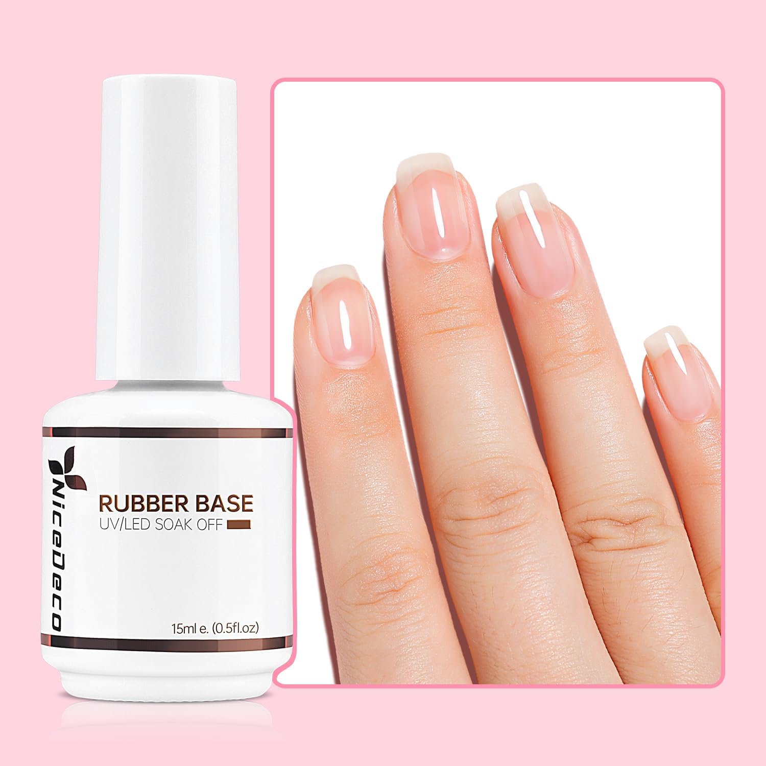 Detalle 2 de Nicedeco Rubber Base 15ML Clair – Vernis Semi Permanent Gel Sans HEMA pour Renforcement et Réparation