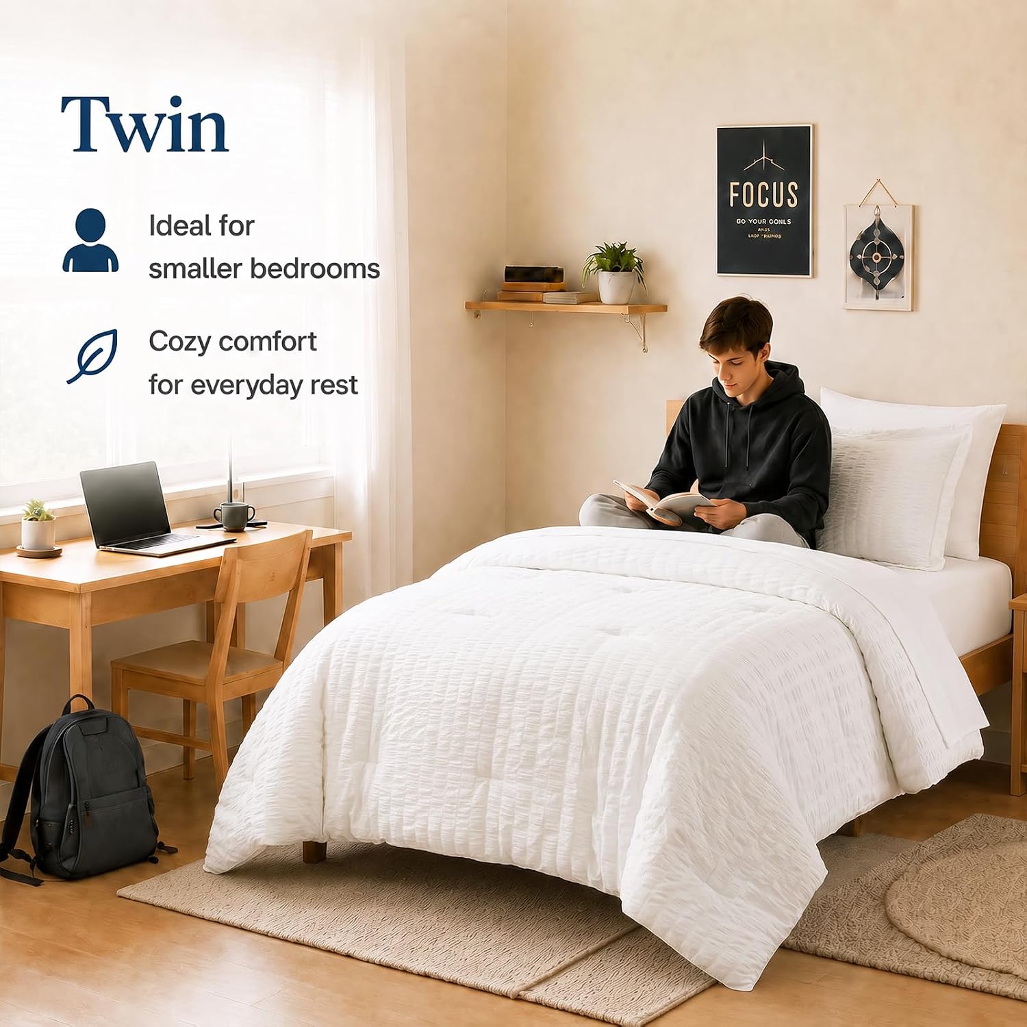 Thumbnail 5 de CozyLux Twin Comforter Set 68x223 cm