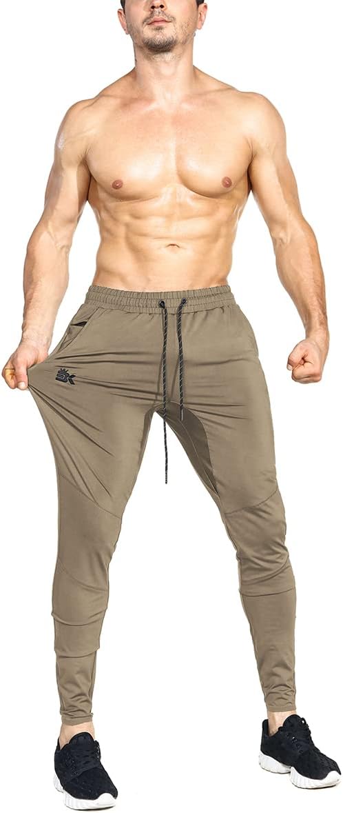 Detalle de BROKIG Lightweight Gym Jogger Pants for Men with Zip Pocket