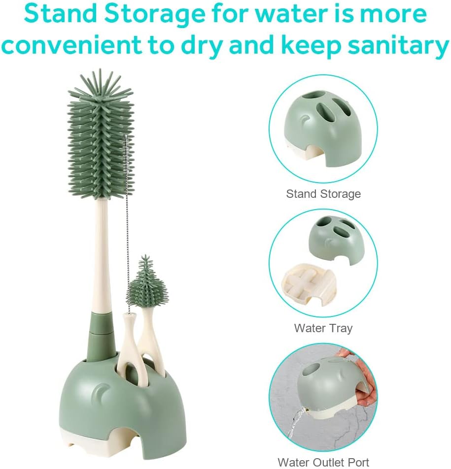 Detalle de Ensemble Vicloon 4 en 1: brosse bébé en silicone, 360° et support pratique