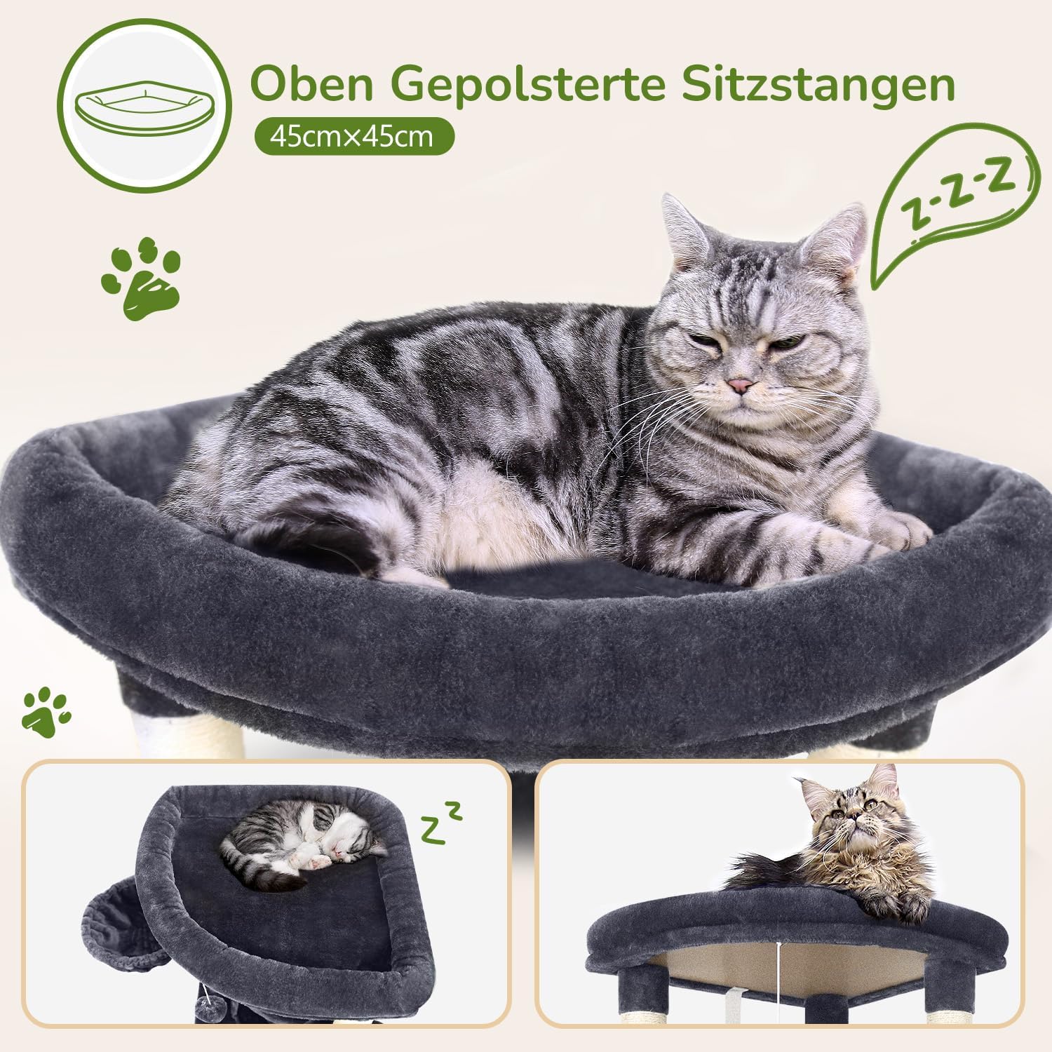 Detalle 2 de Globlazer C51 kattträd, 130 cm med hörnplattform, koja och hängmatta