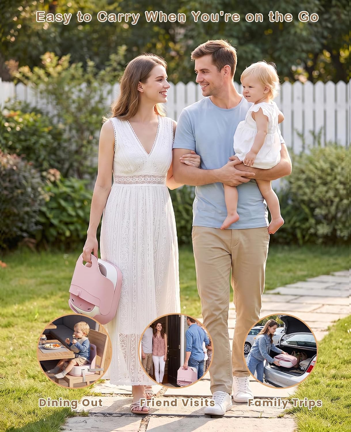Detalle 2 de UBRAVOO Pink Baby Booster Seat with Adjustable Straps and 3-Point Harness