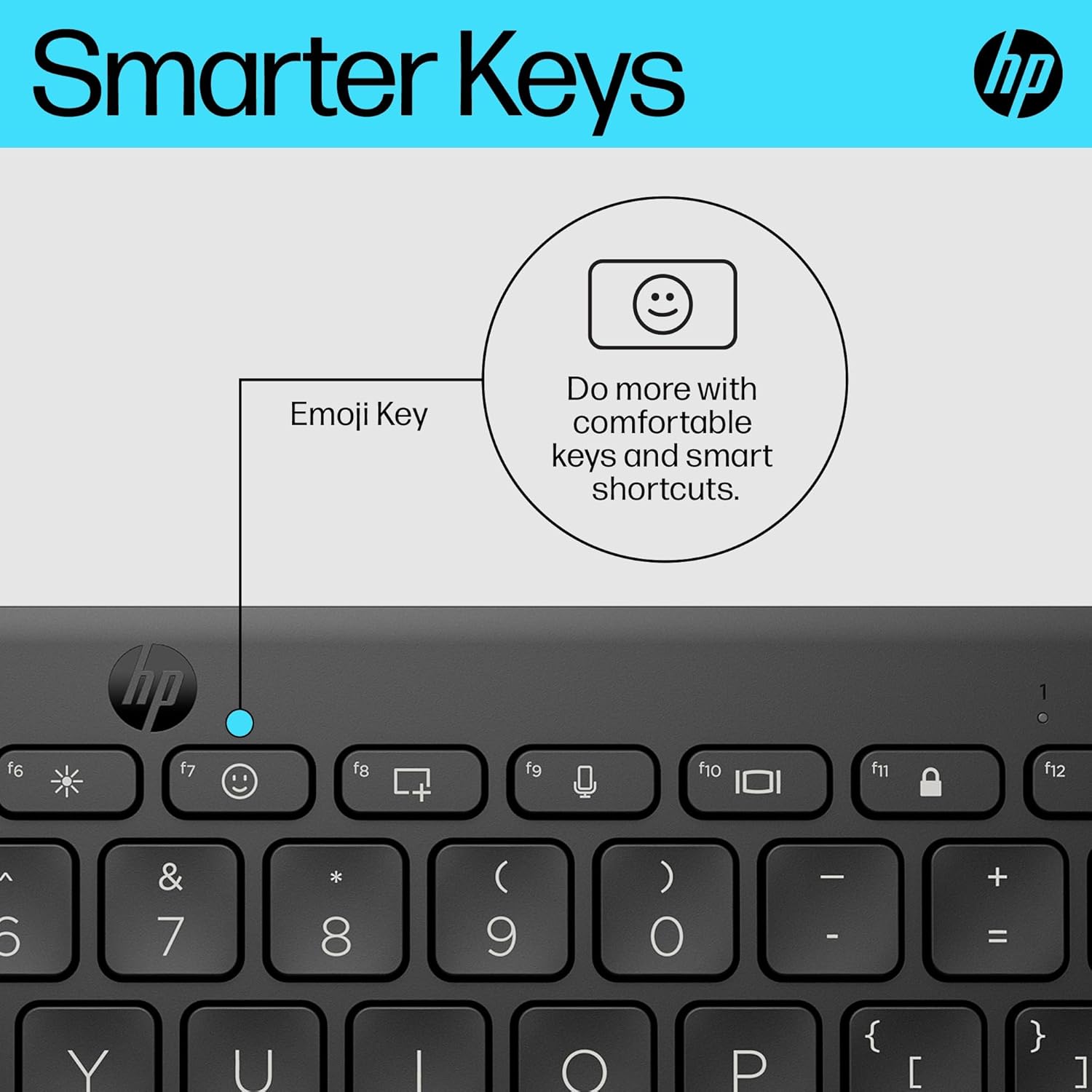 Detalle de HP 350 Compact Bluetooth Keyboard (Black) — connect up to 3 devices with Bluetooth 5.2