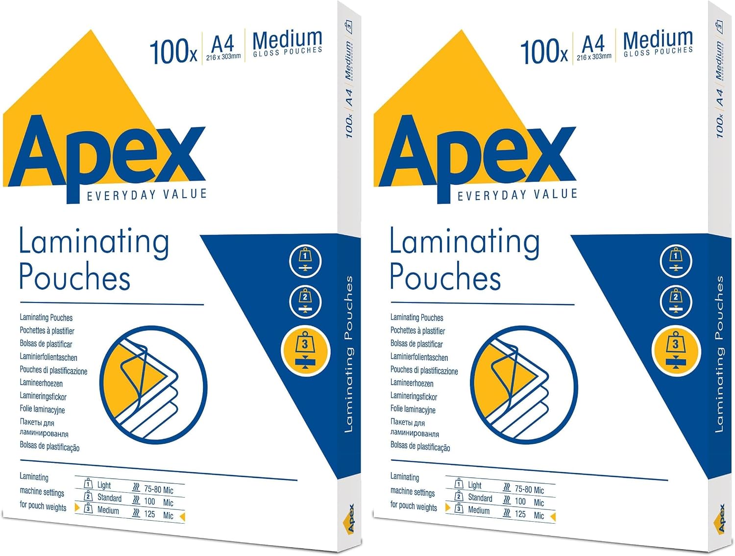 Detalle de Fellowes Apex Pouche per Plastificazione A4, Finitura Lucida, 100 Fogli – Medio spessore (250 micron)