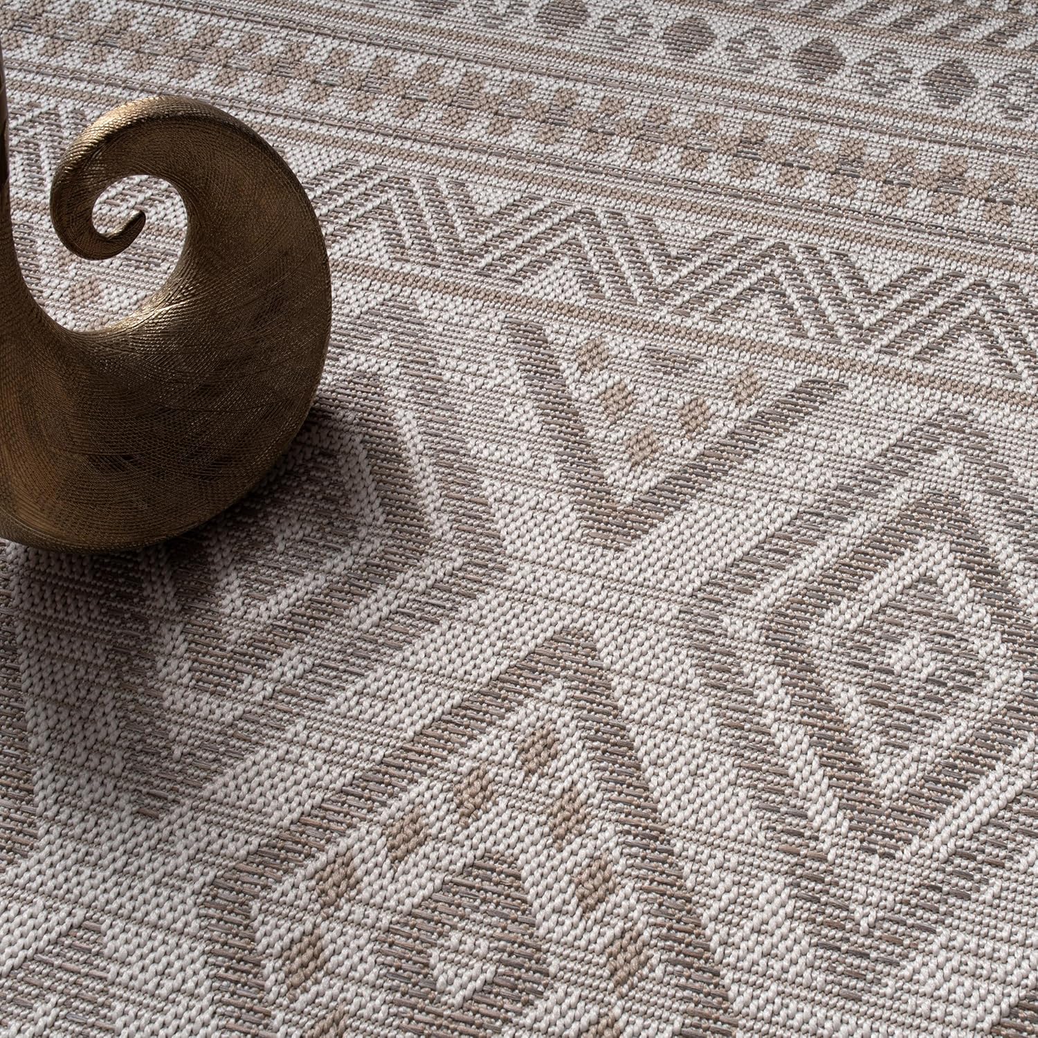 Thumbnail 3 de Paco Home Outdoor Teppich Flachgewebe Modern Boho-Style wetterfest & UV-beständig, 200x280 cm, Beige 2