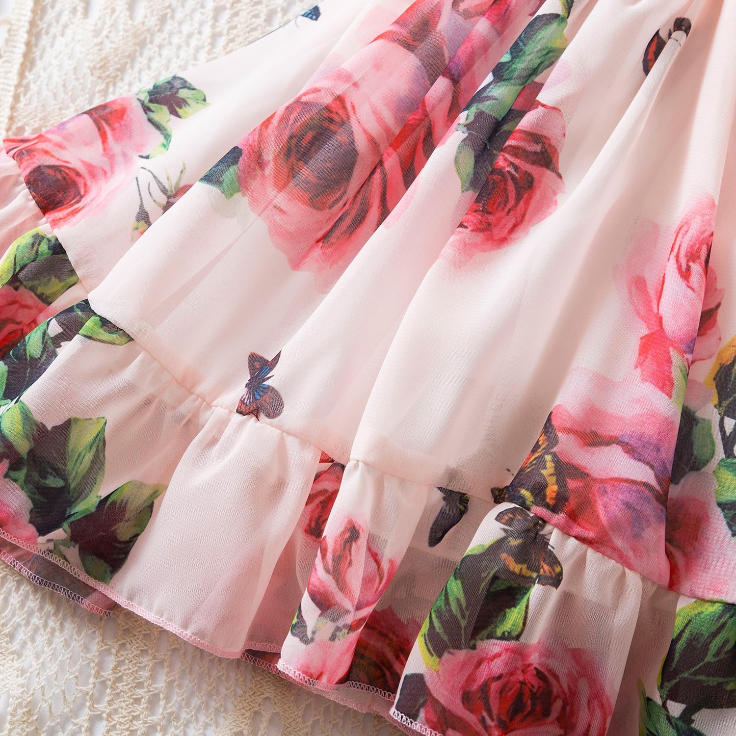 Detalle de NNJXD Little Girl Floral Dress: Casual Summer Princess Tutu Gown for Toddlers