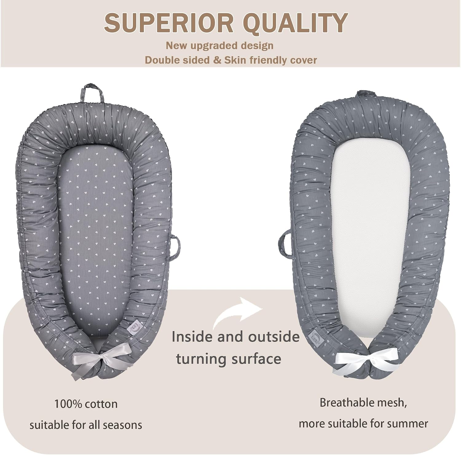 Detalle de EAQ Baby Nest Pod for Newborn – 100% Cotton Sleep Pod for 0–12 Months