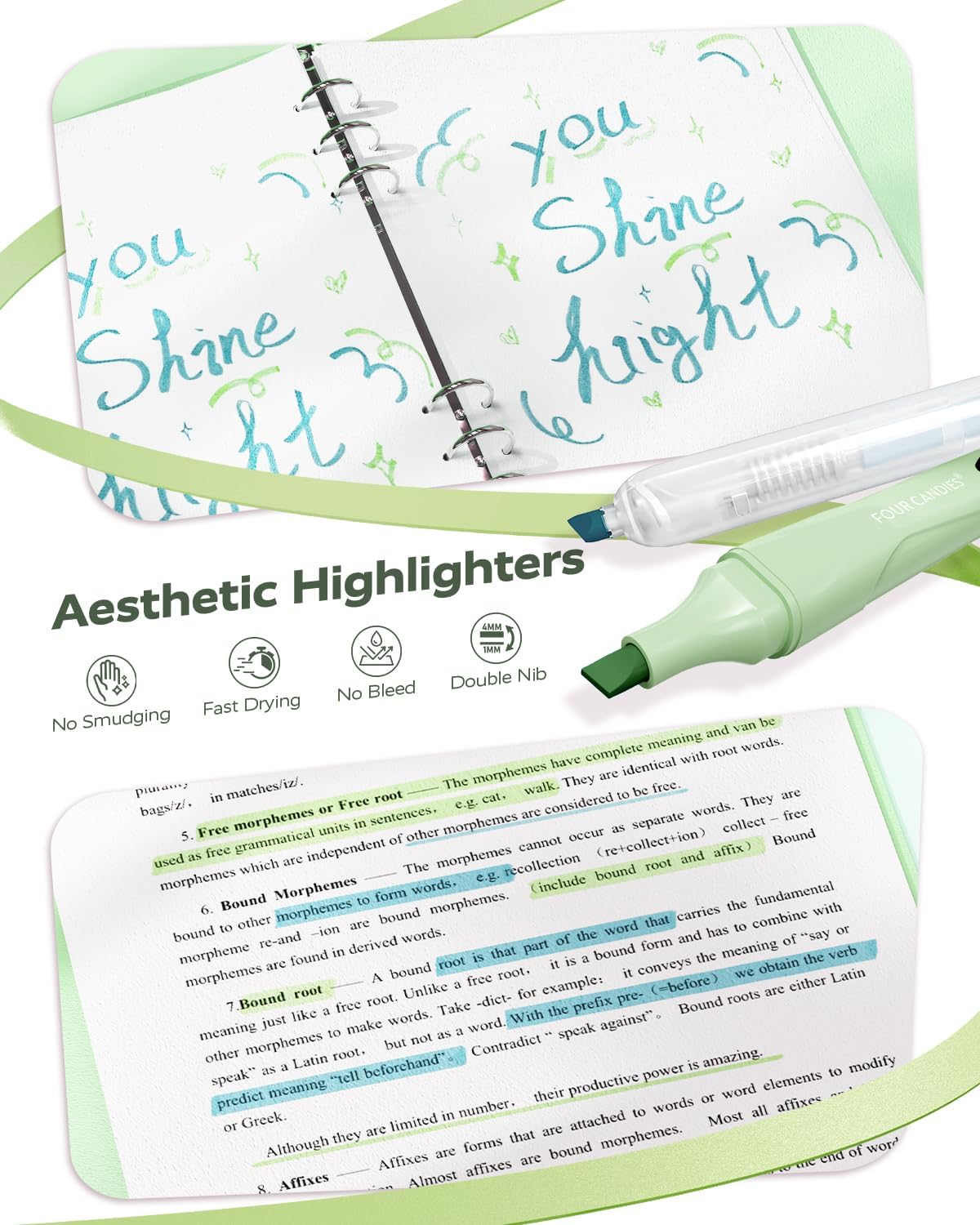 Thumbnail 4 de Four Candies Green School Supplies Set with Organizer, Pens and Study Notes