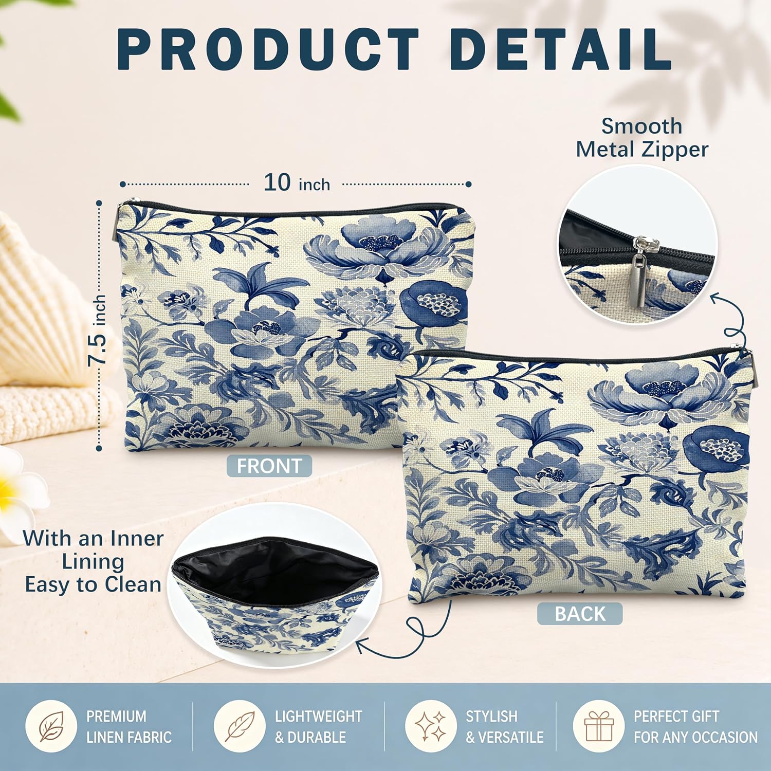 Detalle de Linen-Style Makeup Bag