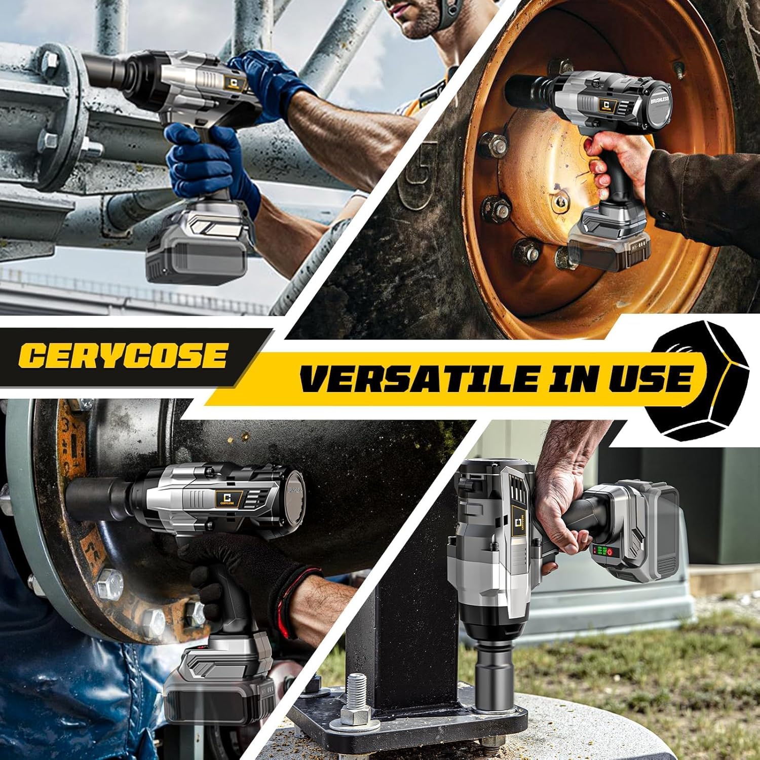 Thumbnail 6 de Cerycose Cordless Impact Wrench 3/4-inch (DeWalt 20V compatible) 2500 N.m / 1850 ft-lbs Brushless, Bare Tool Only