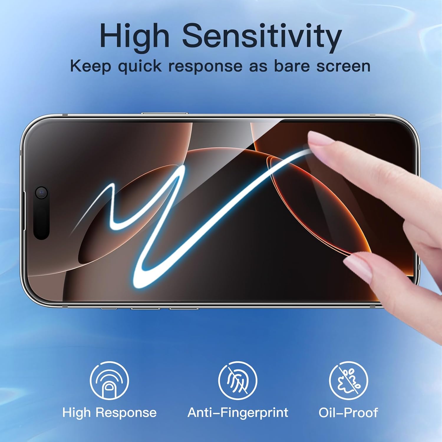 Detalle de JETech Full Screen Privacy Schutzfolie für iPhone 16 Pro Max 6,9 Zoll – Schwarz Rand, 2er Set