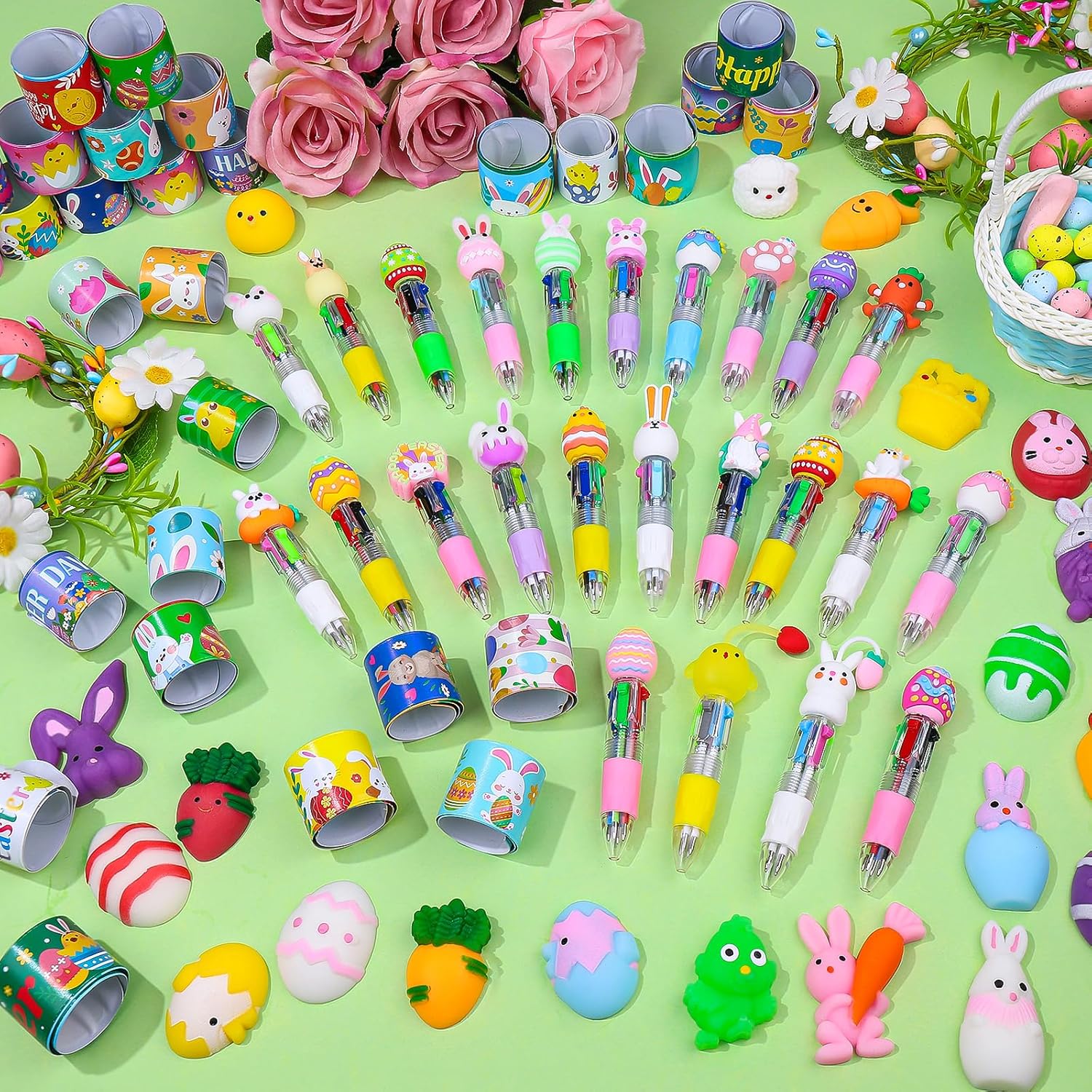 Detalle 2 de SZCECHRE Easter 72-Piece Classroom Gift Set: 24 Pens, Mochi Squishy & Slap Bracelets