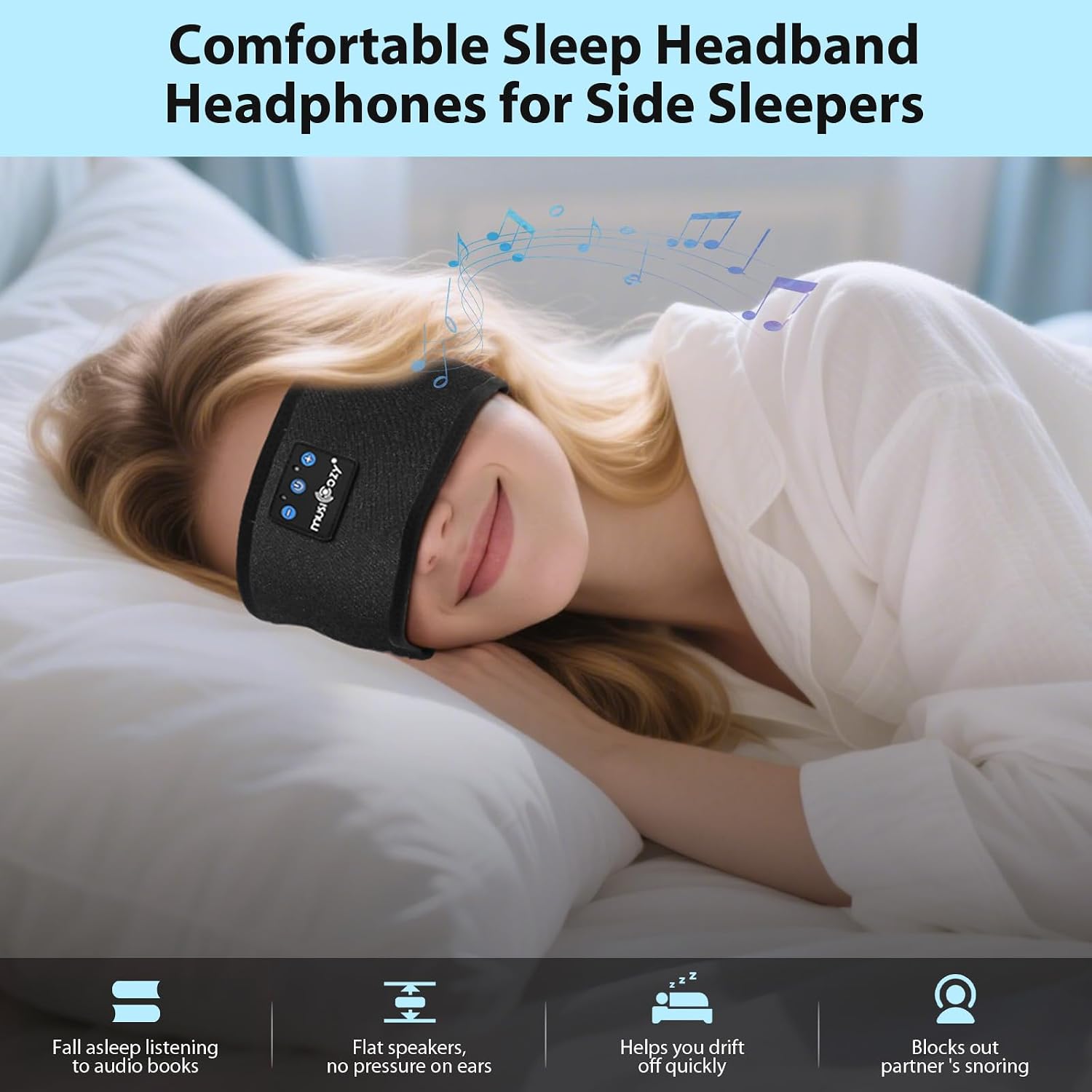 Detalle 2 de MUSICOZY Sleep Headphones 14H wireless headband