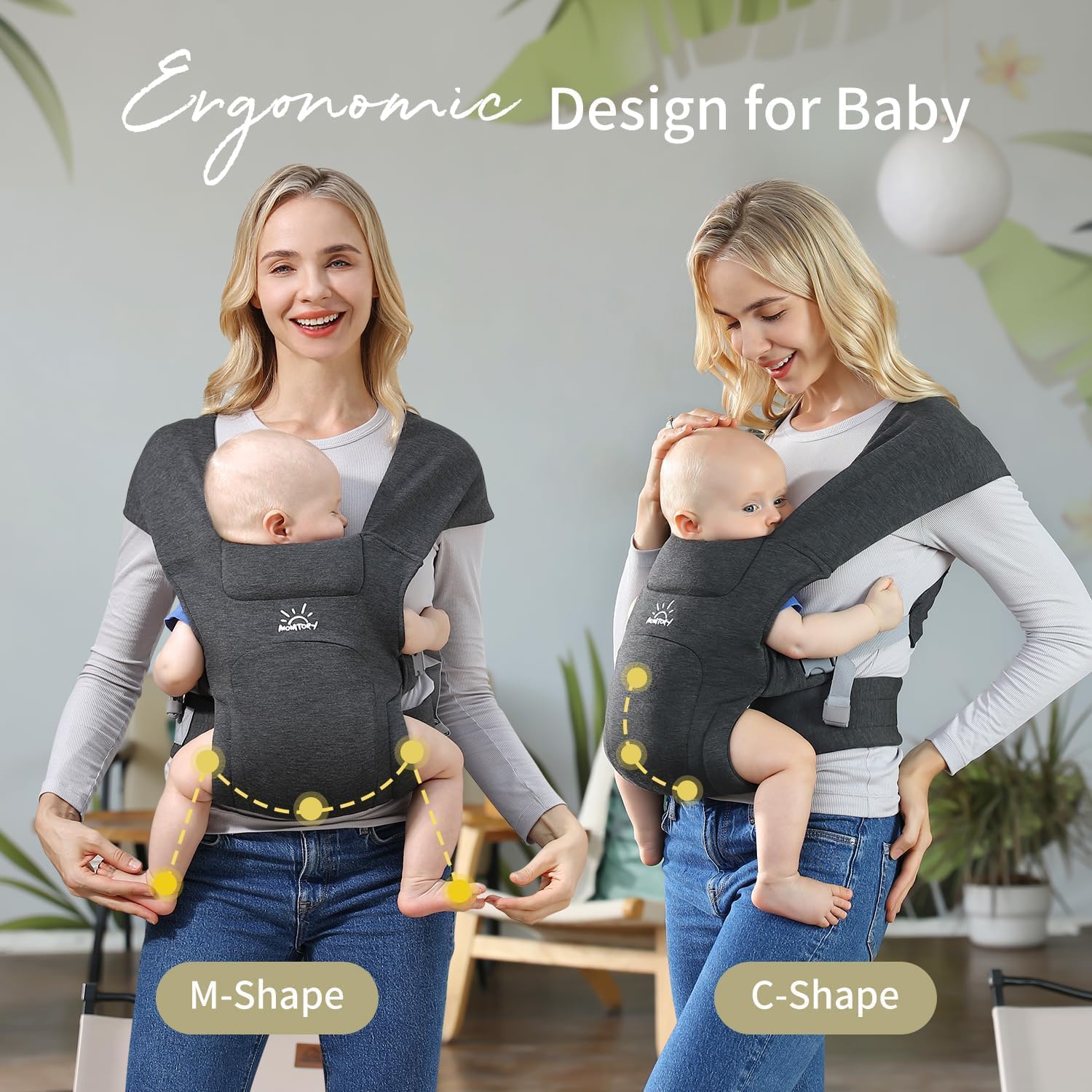 Thumbnail 4 de MOMTORY baby carrier from newborns (3–12 kg) with adjustable Hook & Loop hip seat
