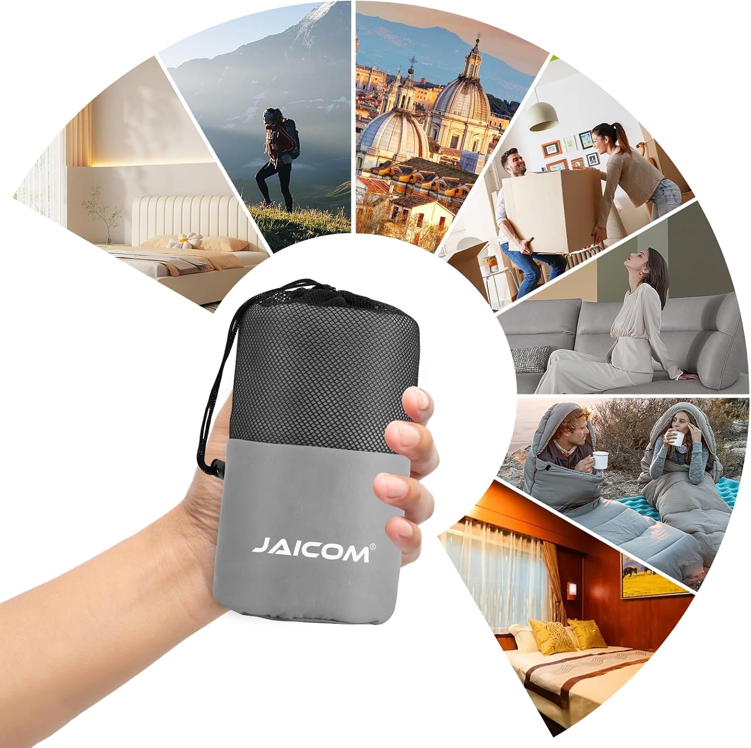 Thumbnail 6 de JAICOM Sleeping Bag Liner (Ultralight Travel Sheet) 220 x 90 cm with back pillow pocket