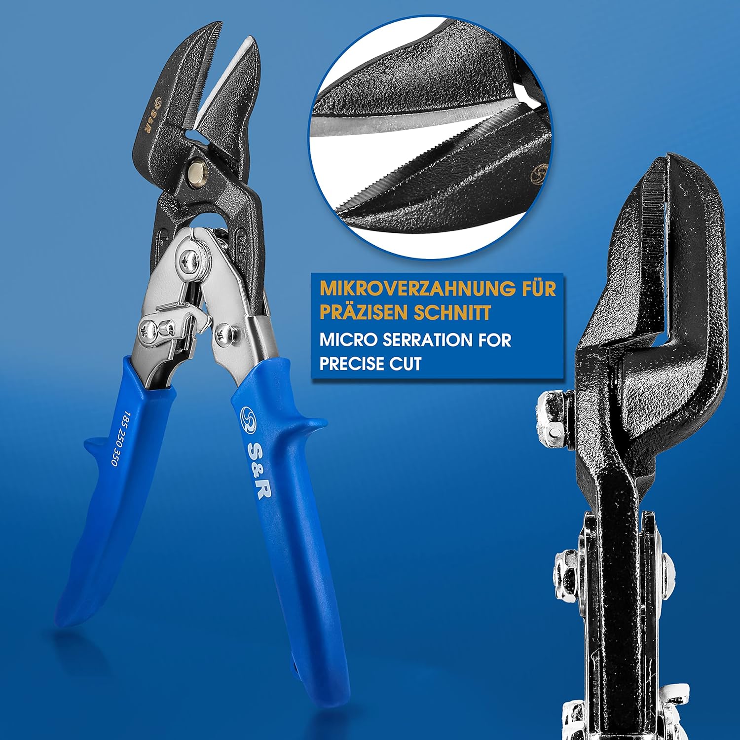 Thumbnail 3 de S&R Blechschere Profi-Qualität Hochleistungsschere – 260 mm, Durchlaufschere, Rechts-/Linksschnitt (je nach Angabe)