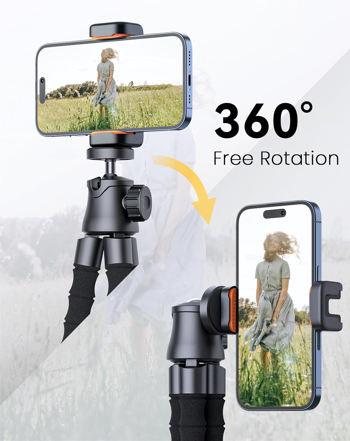 Thumbnail 3 de Phone Tripod 360° Rotating Stand for Smartphones