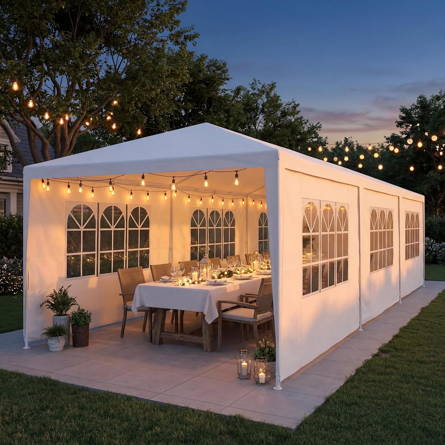 Detalle de Tooluck Party Tent 10x30FT Waterproof Canopy with 8 Removable Sidewalls
