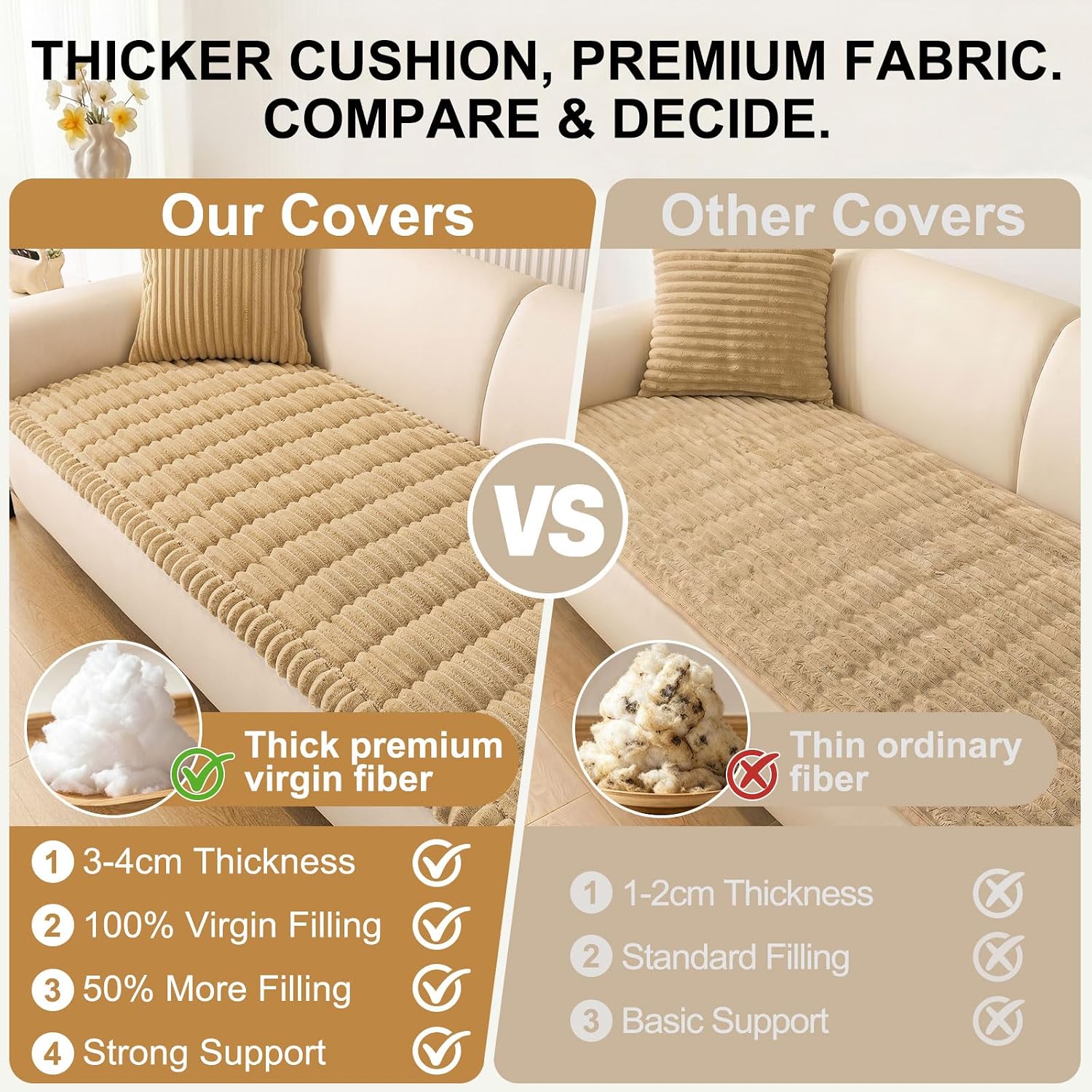 Detalle 2 de Smiry FLRCWDZ02 Couch Cover, 27.6" x 82.7" Washable Polyester Protector