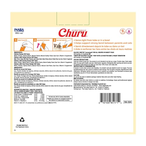 Thumbnail 8 de INABA Churu Cat Treats, Lickable Creamy Purée – Chicken Variety, 0.5 oz Tubes (120 total)