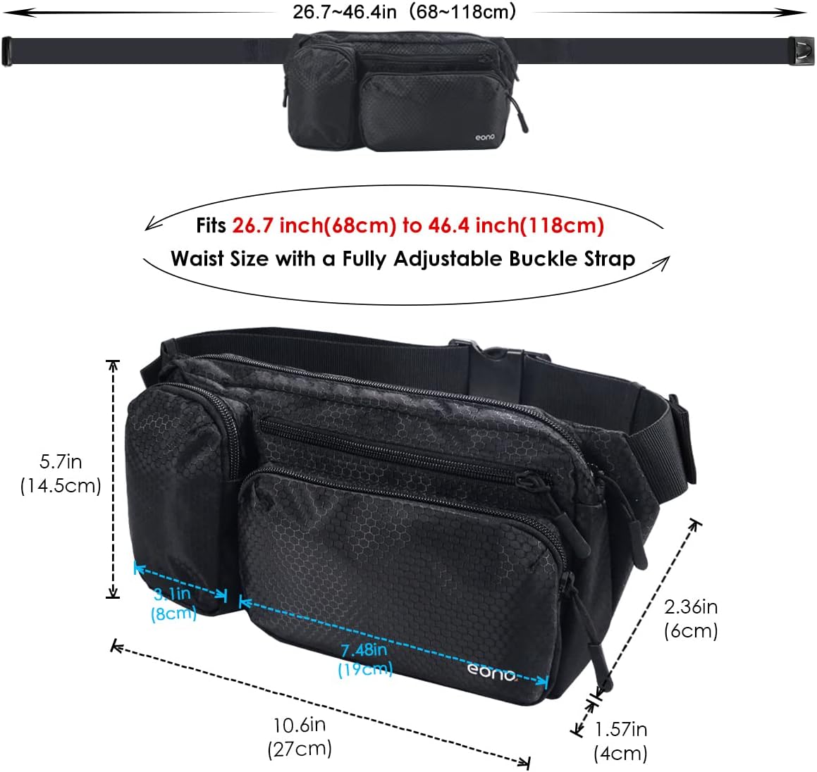 Thumbnail 3 de Eono Water Resistant Bum Bag 26.7–46.4in