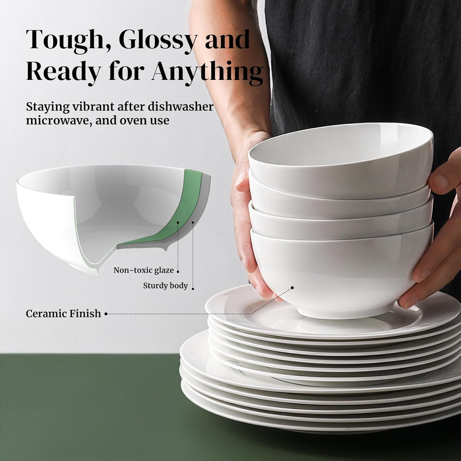 Thumbnail 4 de DOWAN 22 OZ ceramic bowls Set 4 🍽