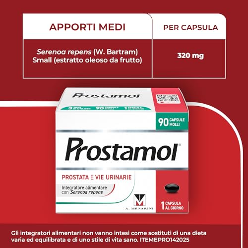 Detalle de Prostamol – Integratore per Prostata e Vie Urinarie, Serenoa repens 320 mg, 90 capsule