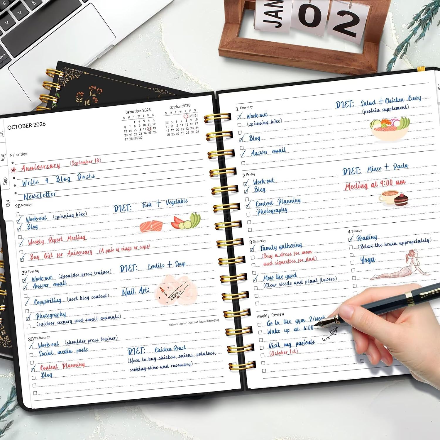 Thumbnail 2 de Lonely Oak 2026-2027 Academic Planner, 13-Month A4 Daily, Weekly and Monthly