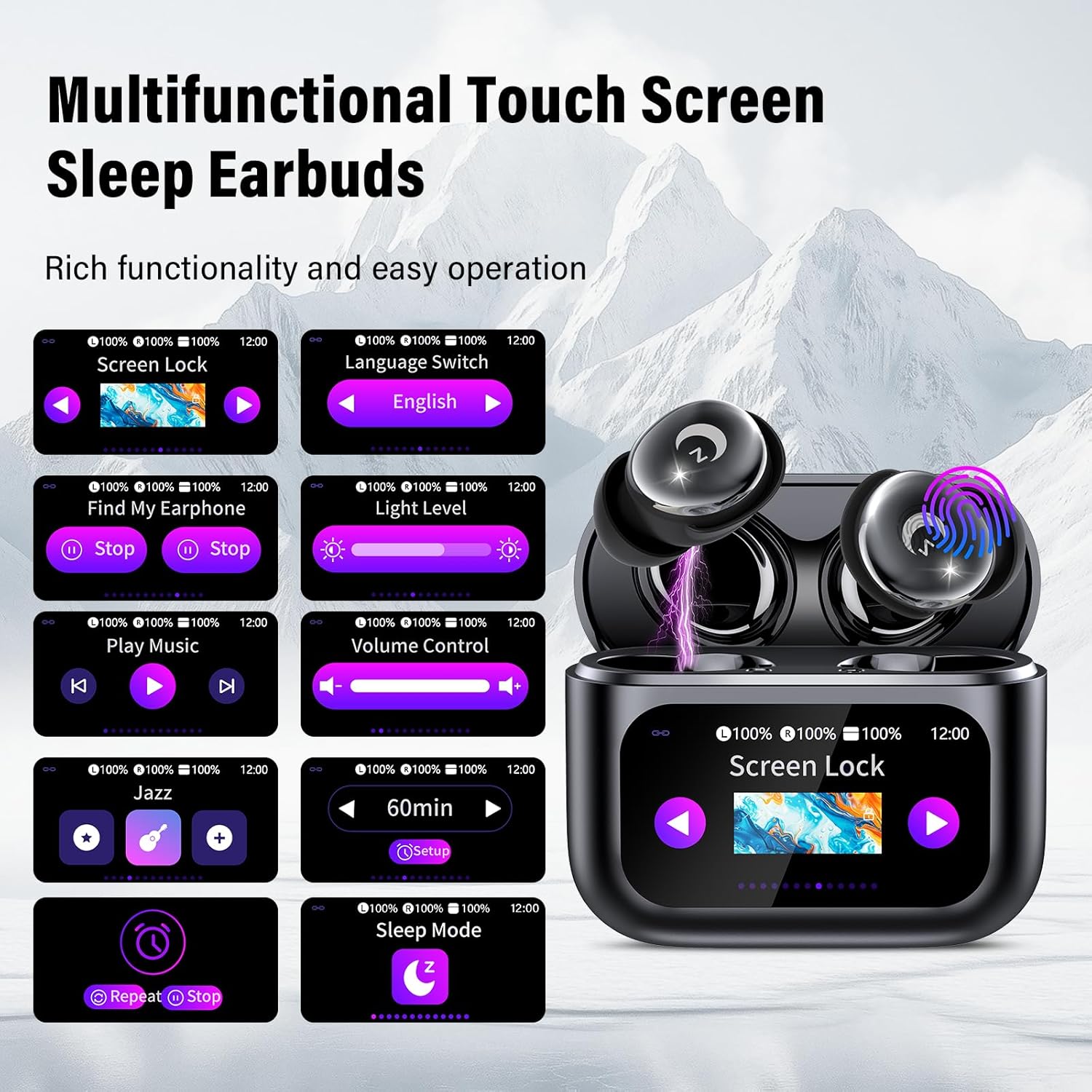 Thumbnail 3 de Wireless Earbuds with Smart Touch Screen: L8 Pro Sleep Edition