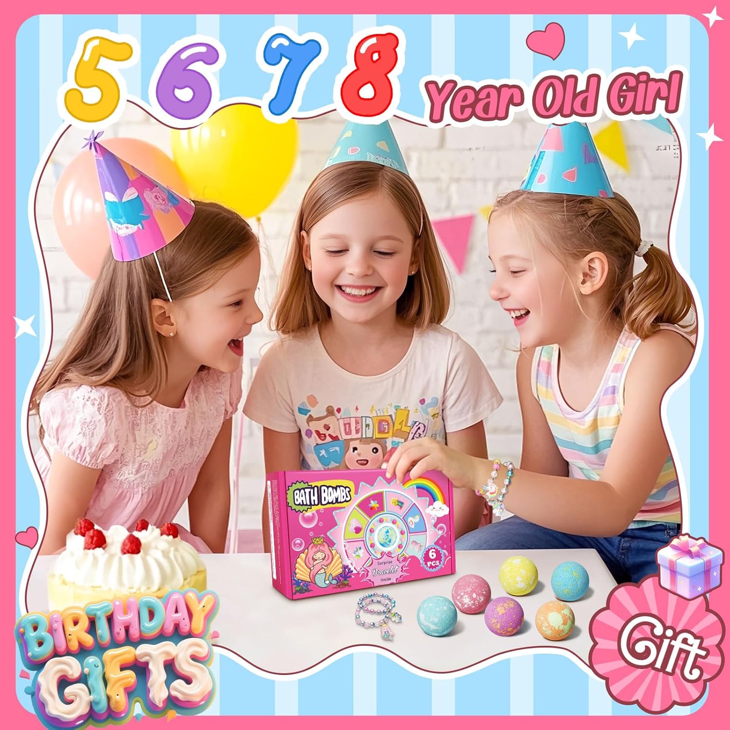 Detalle de Kids unicorn bath bomb set for 8