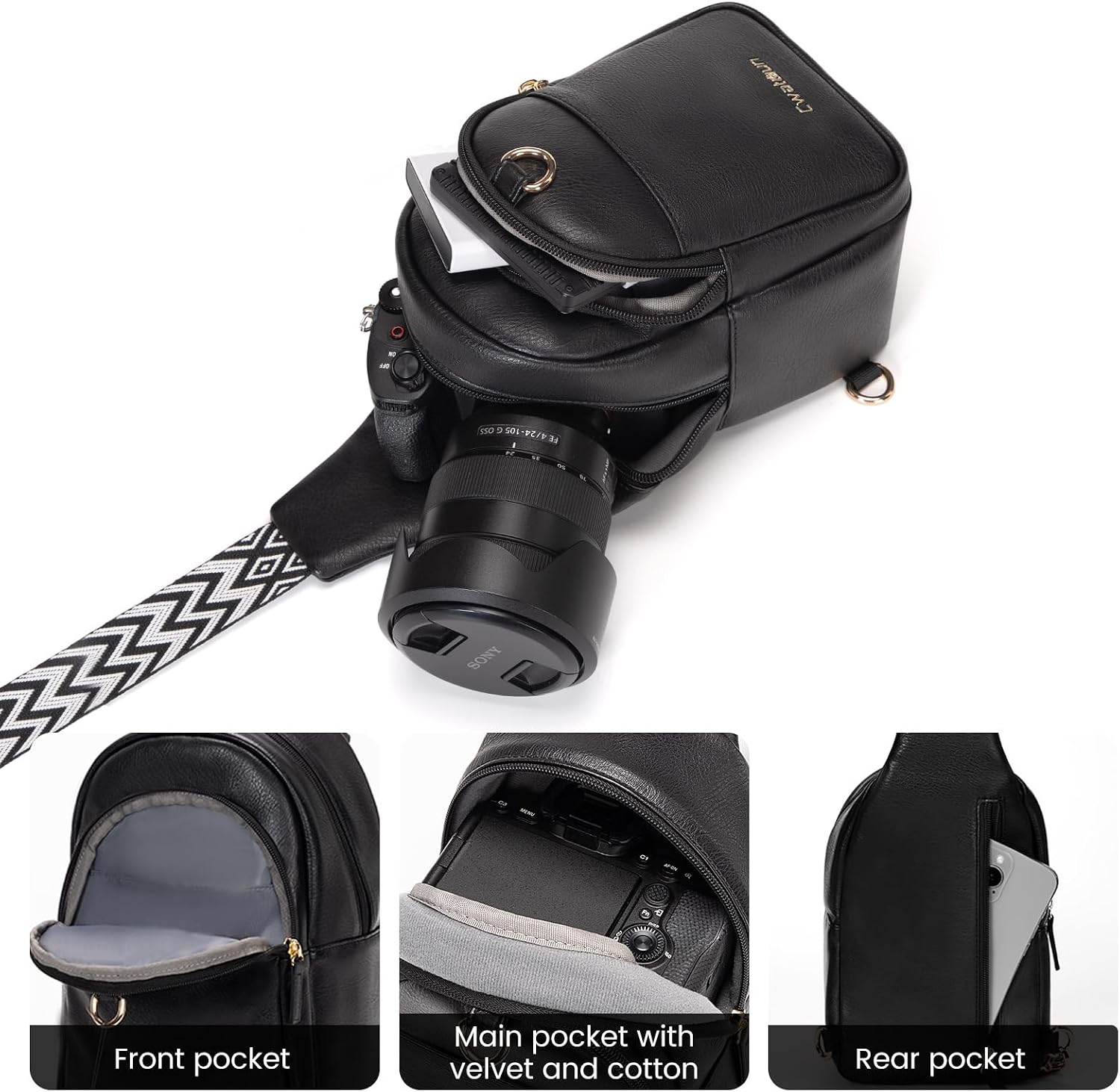 Detalle de Cwatcun Small Camera Sling Bag for Photographers