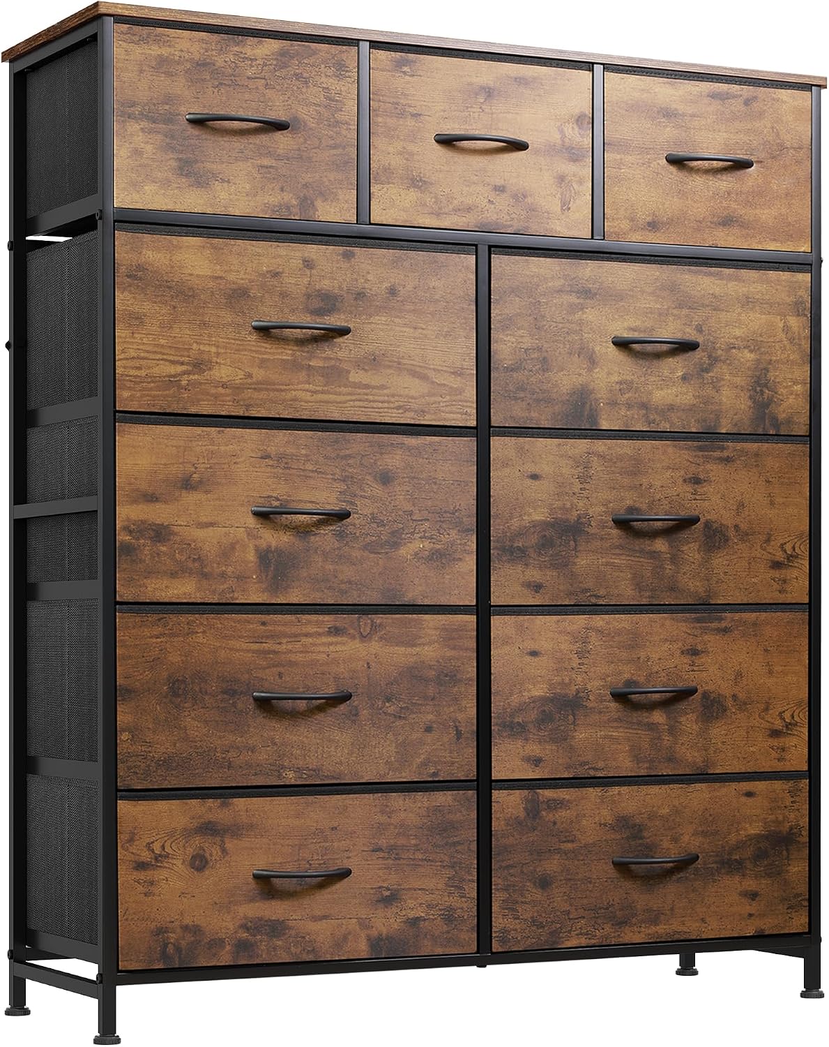 Detalle de WLIVE ASNG203 Tall Fabric Dresser, 11 Drawers, Rustic Brown