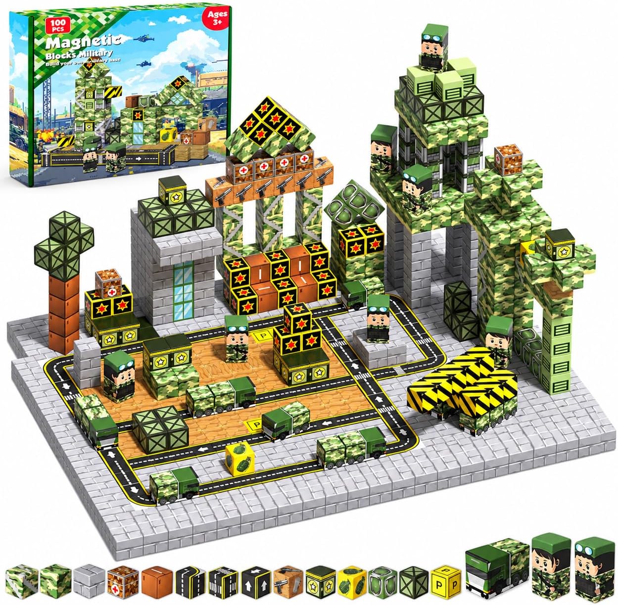 Detalle de Magnetic Building Blocks, 100-Piece Set