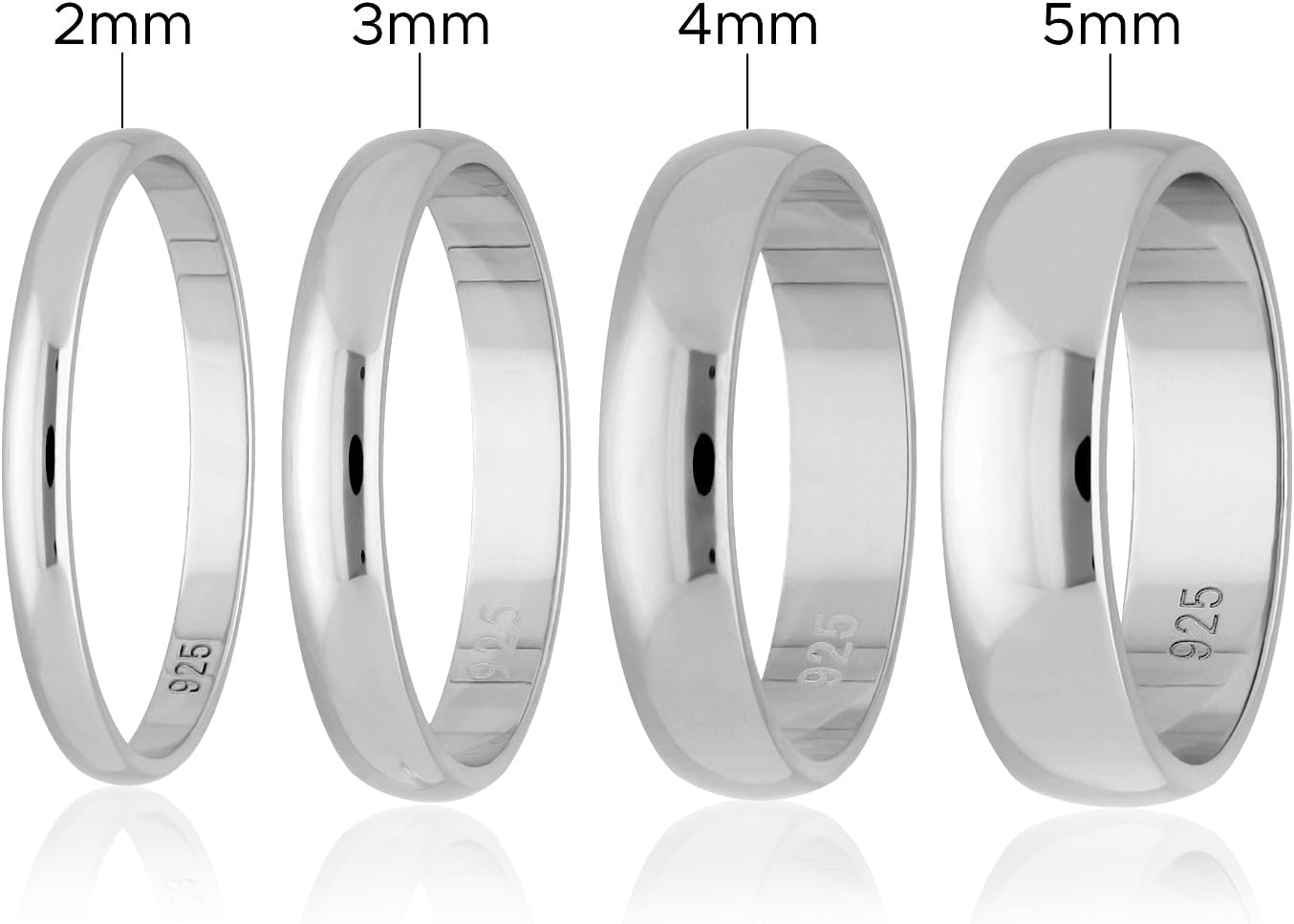 Detalle de Treuheld® 925 Sterling Silber Ring – 48 Größen & Breiten (2–5 mm)