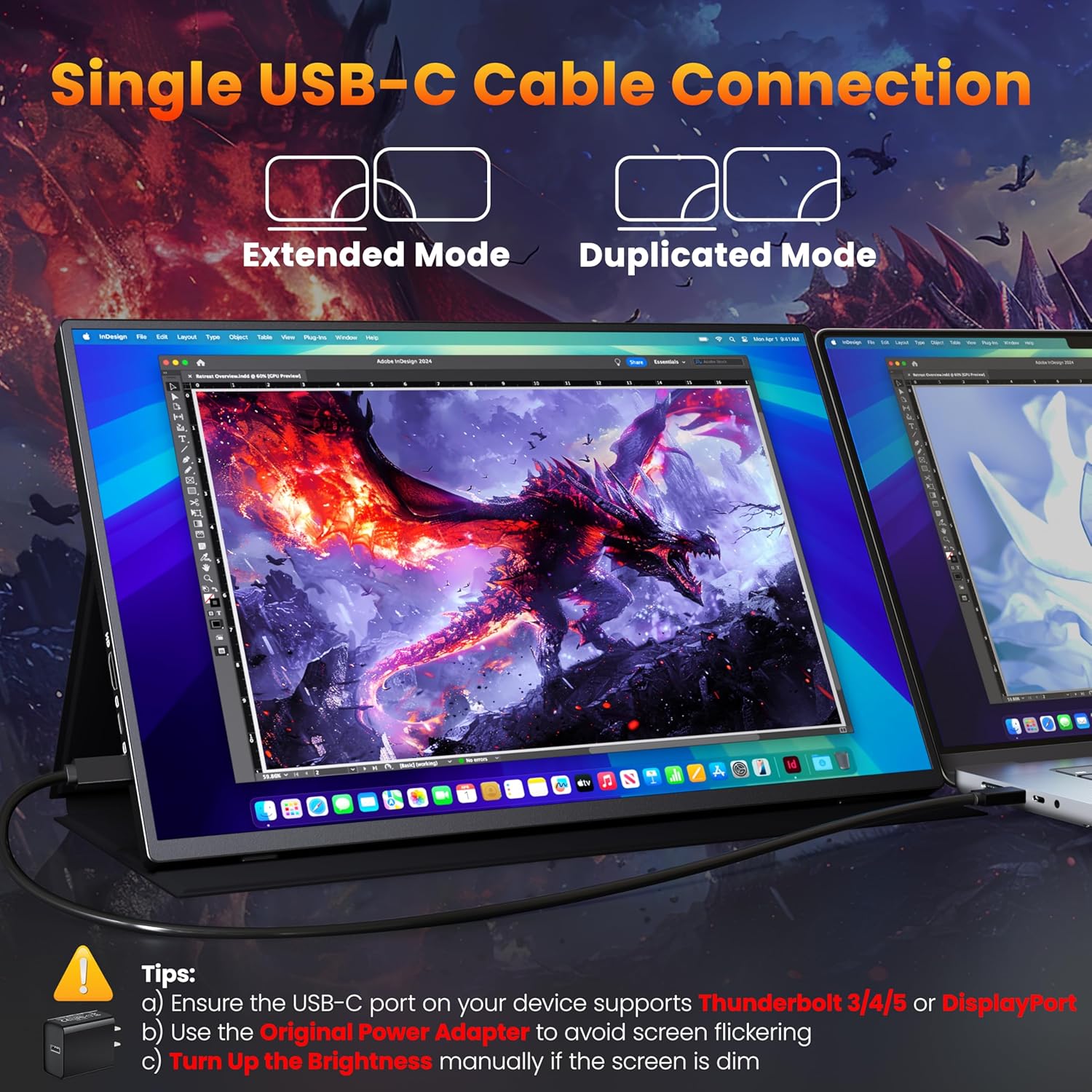 Thumbnail 1 de Upperizon 16-inch Portable Monitor: 2.5K QHD, 144 Hz, USB-C/HDMI, Aluminum Build