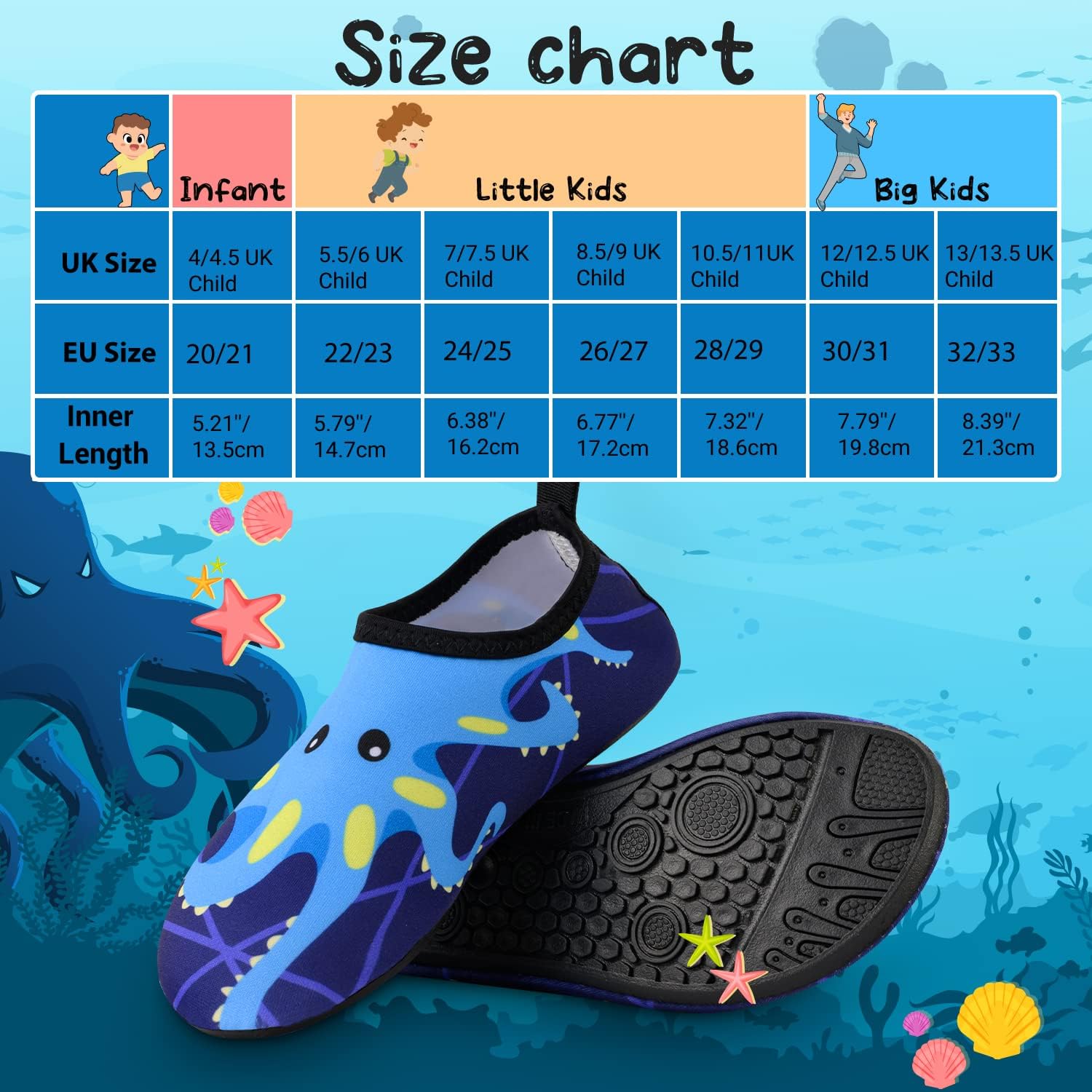 Thumbnail 6 de Kids Water Shoes Toddlers Swim Beach Shoes – Dinosaur clogs & aqua socks style for non-slip quick-dry play