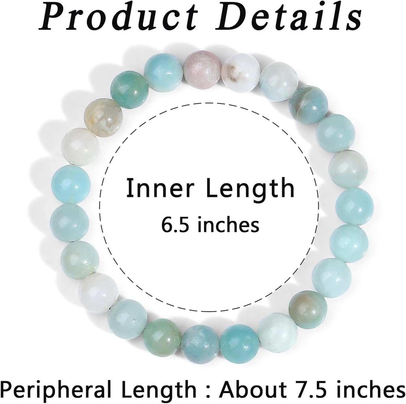 Thumbnail 5 de Sahoottie Amazonite Crystal Beaded Bracelet for Women – 7.5in Elastic 8mm Beads